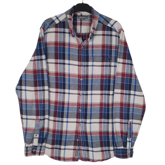 Mens Grey Eddie Bauer Flannel Long Sleeve Shirt
