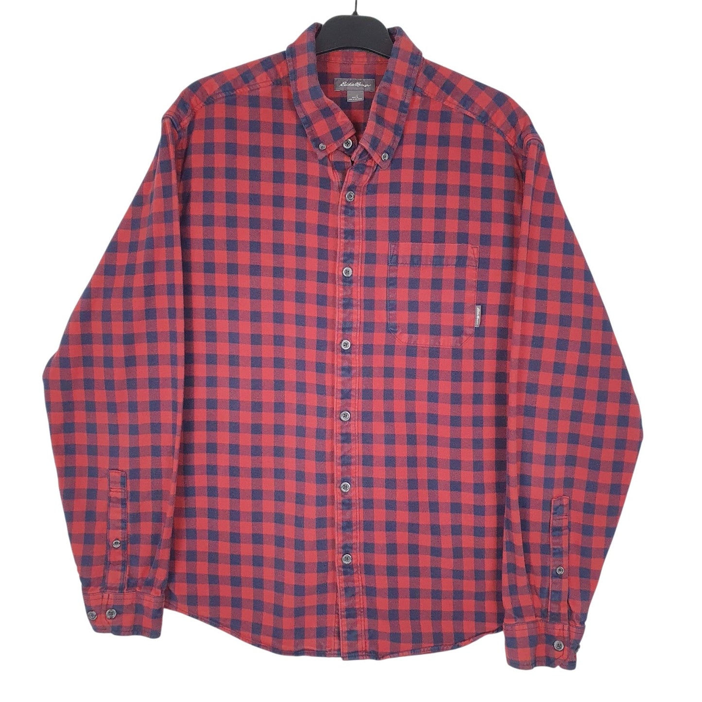 Mens Red Eddie Bauer Flannel Long Sleeve Shirt