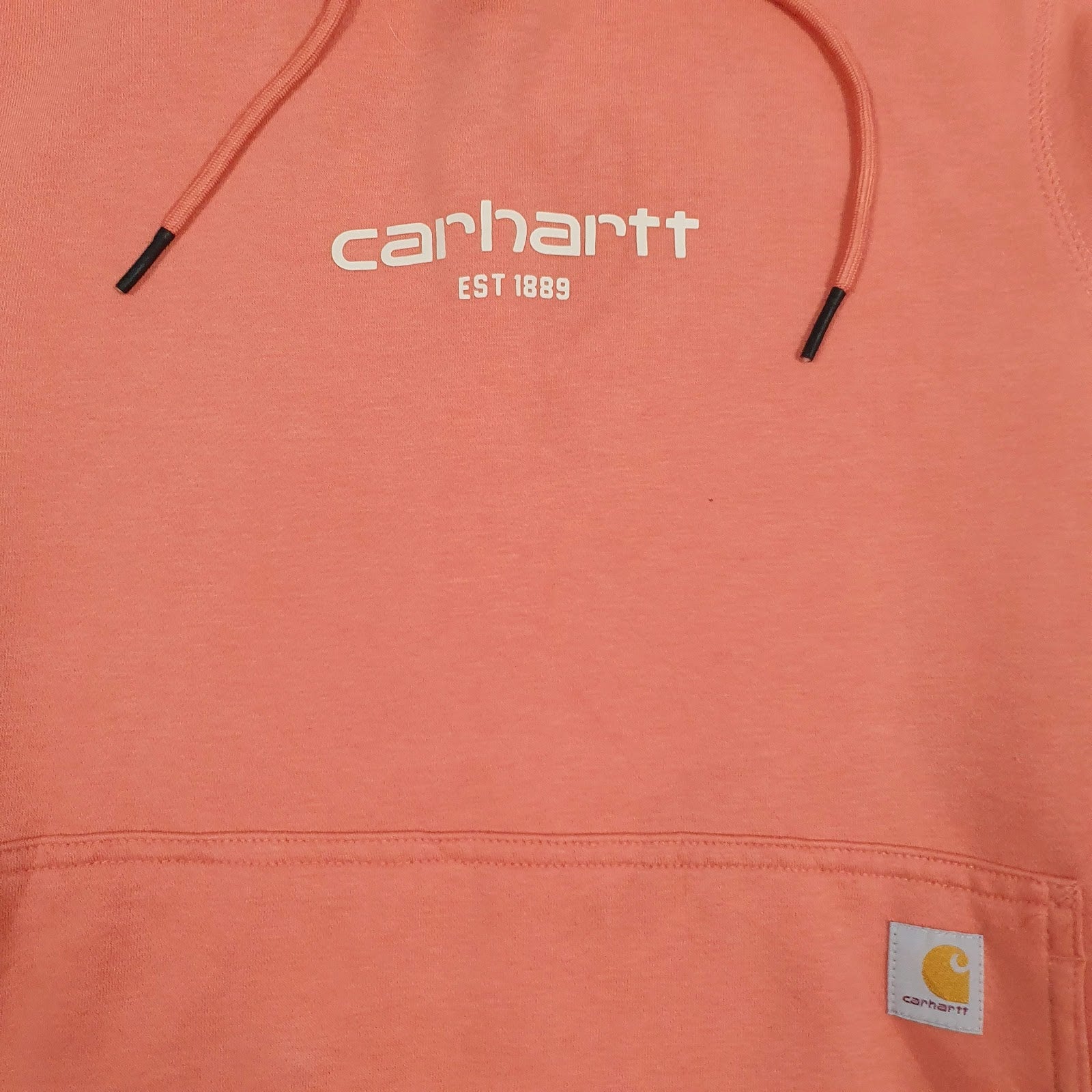 Mens Orange Carhartt Spellout Lightweight Hoodie Jumper