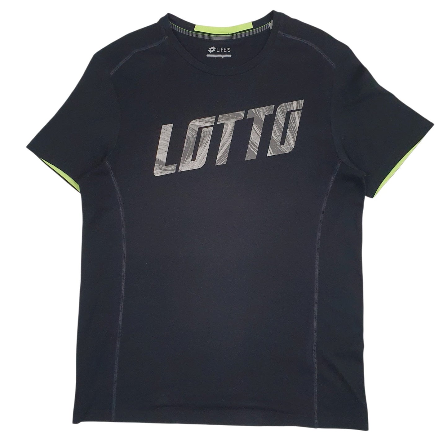Mens Black Lotto Spellout Short Sleeve T Shirt