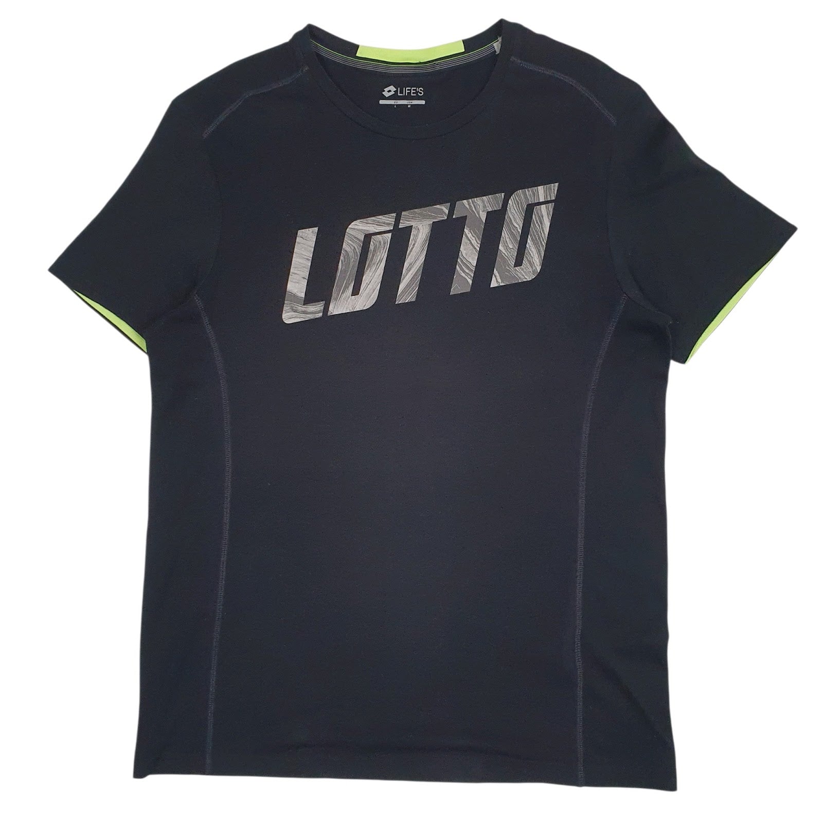 Mens Black Lotto Spellout Short Sleeve T Shirt