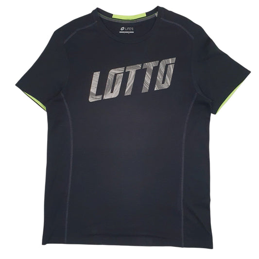 Mens Black Lotto Spellout Short Sleeve T Shirt