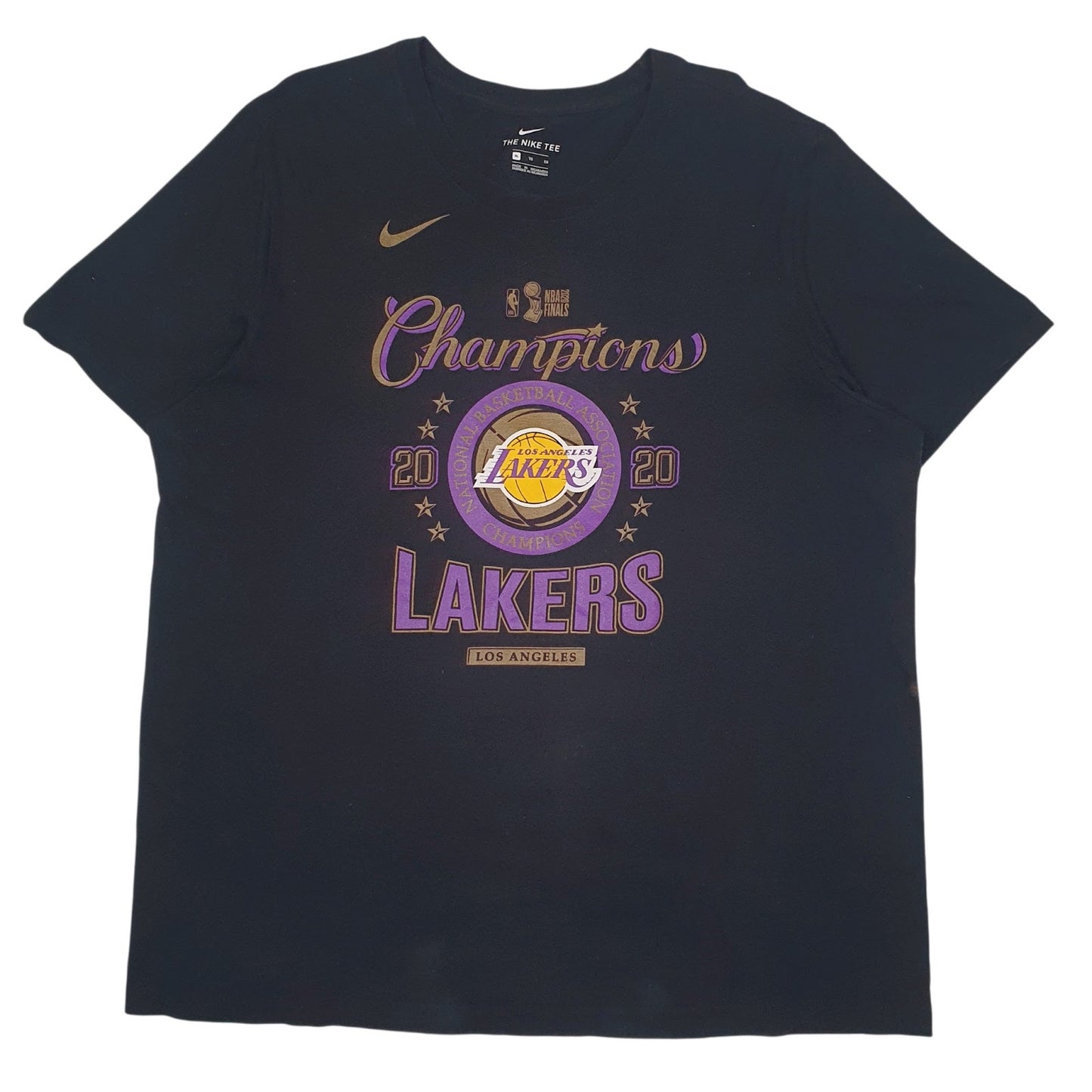Mens Black Nike NBA Los Angeles Lakers Finals 2020 Short Sleeve T Shirt