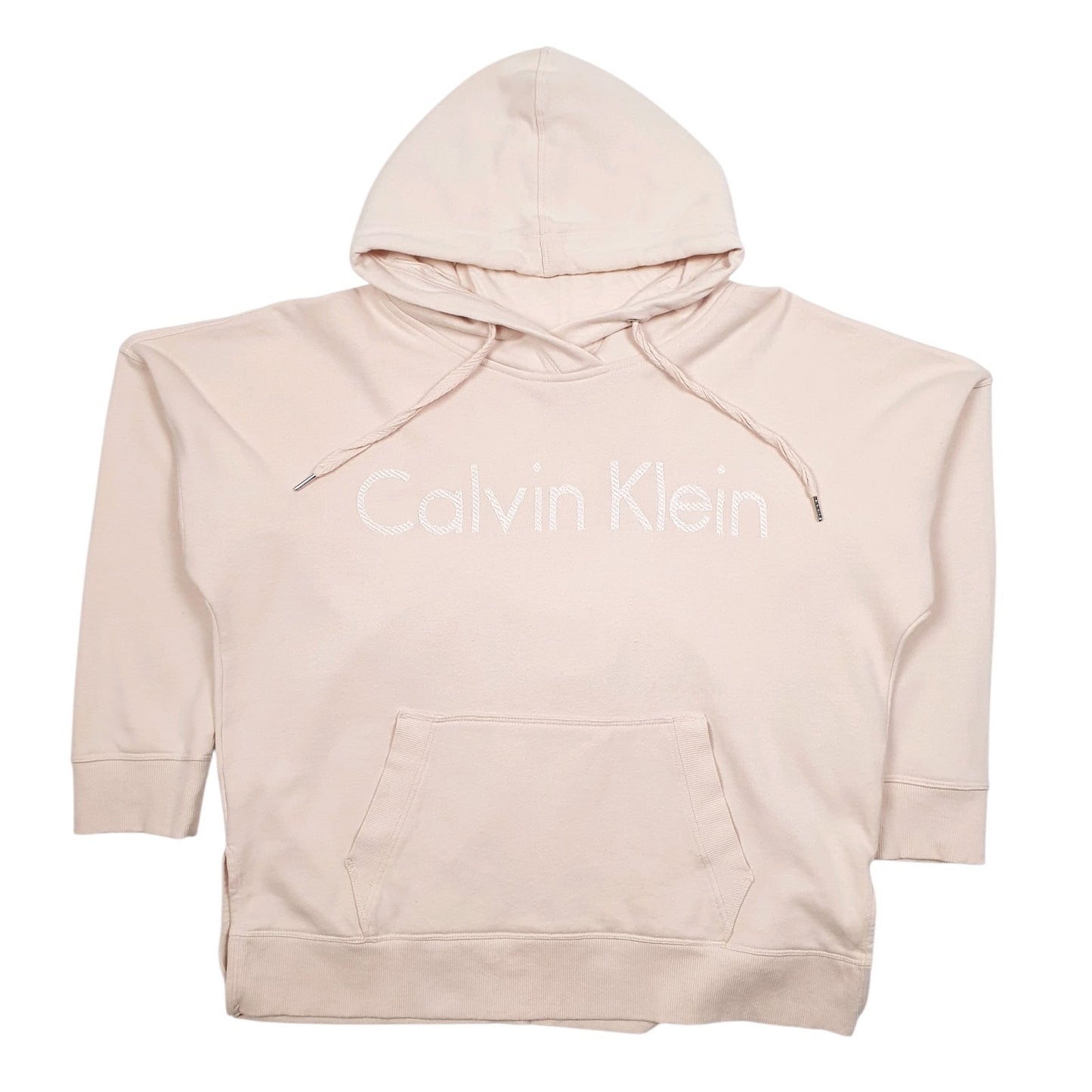 Womens Pink Calvin Klein Oversized Spellout Hoodie Jumper