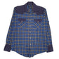 Mens Blue Wrangler Pearl Snap Workwear Long Sleeve Shirt