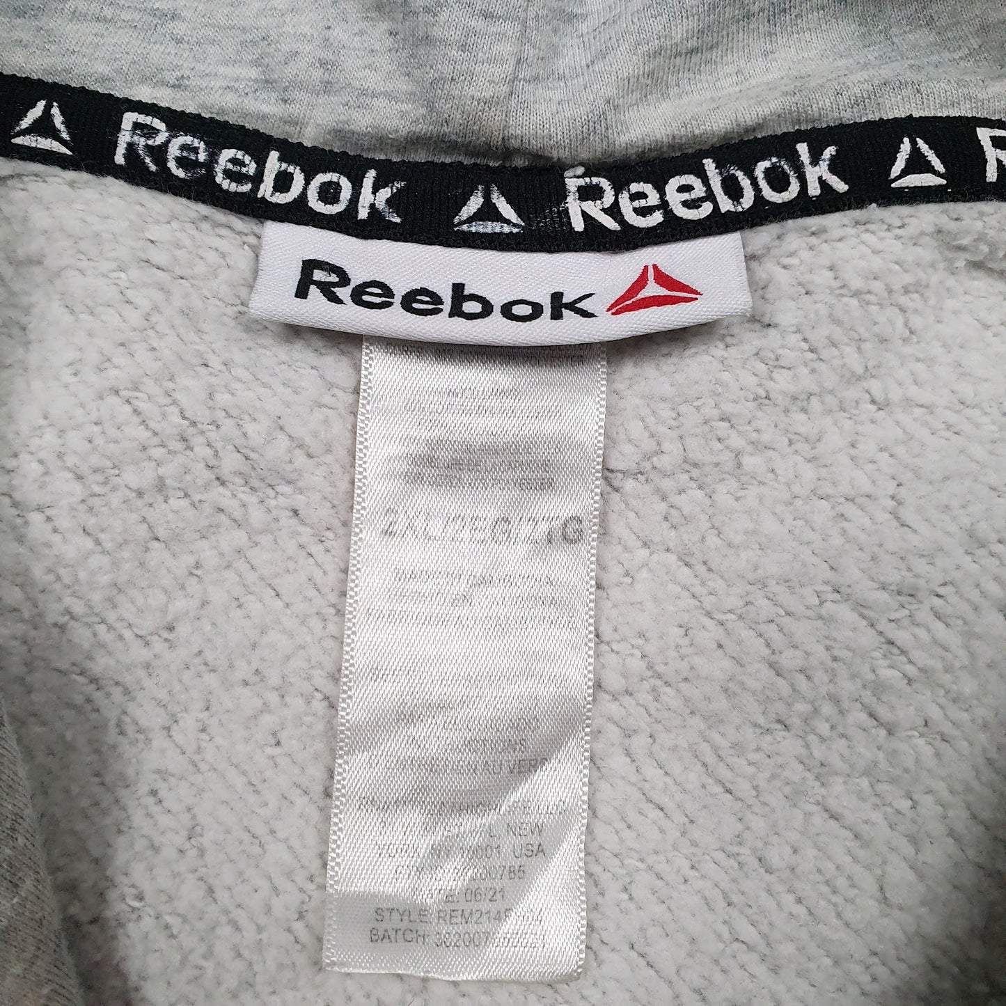 Mens Grey Reebok Spellout Hoodie Jumper