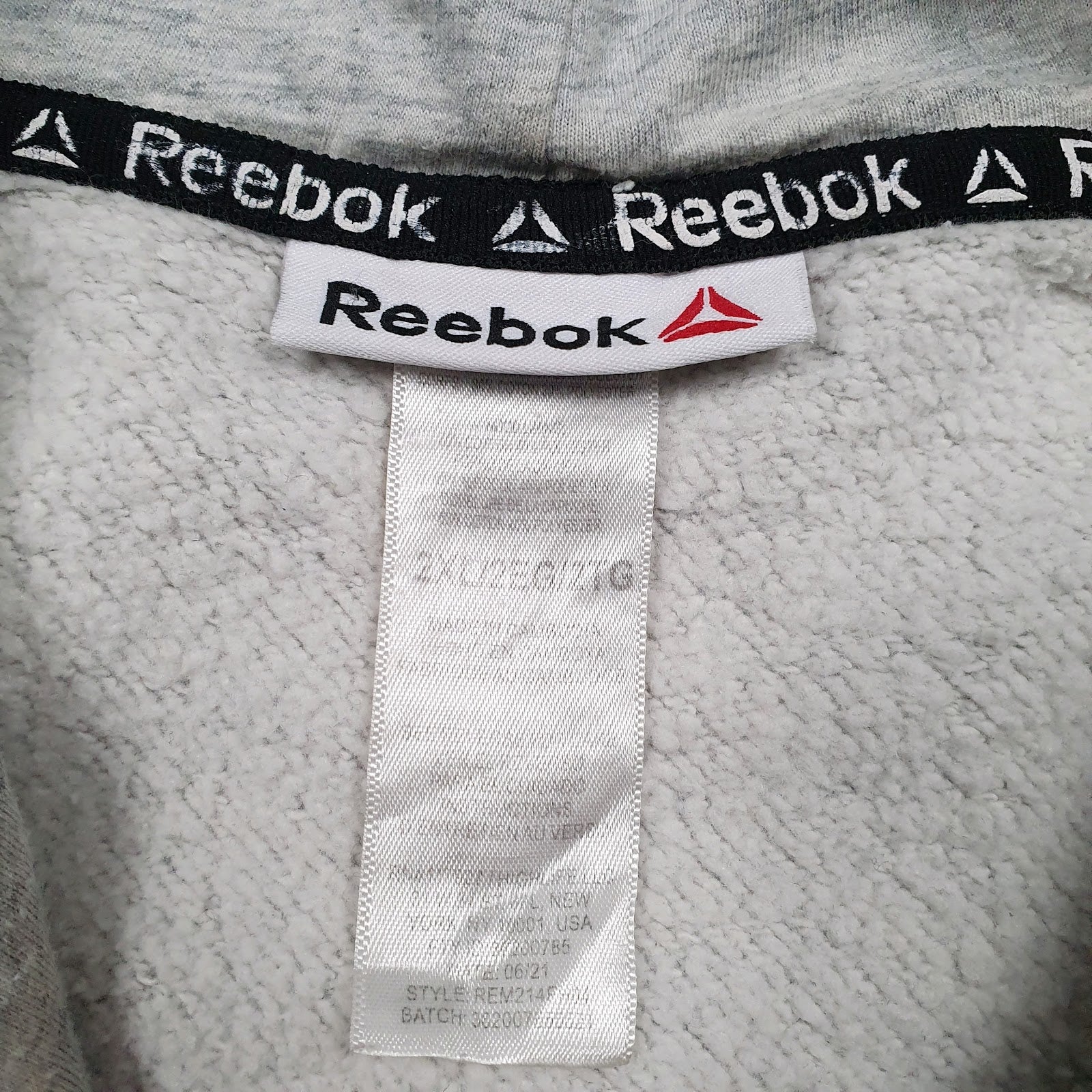 Mens Grey Reebok Spellout Hoodie Jumper
