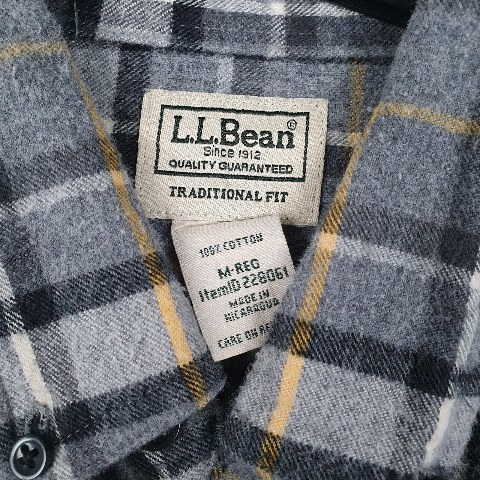 Mens Grey L.L.Bean Flannel  Shirt