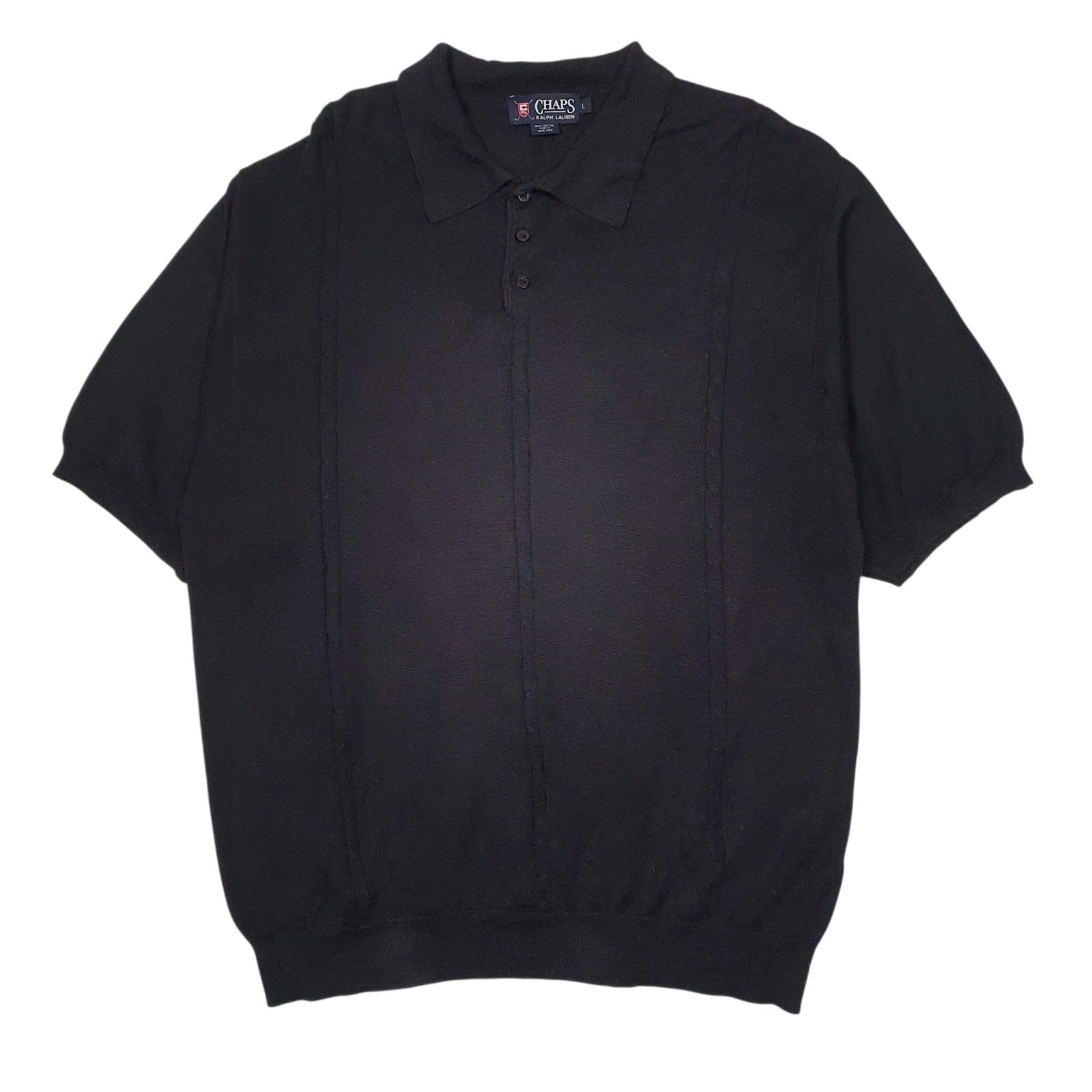 Mens Black Chaps Vintage Ralph Lauren Short Sleeve Polo Shirt