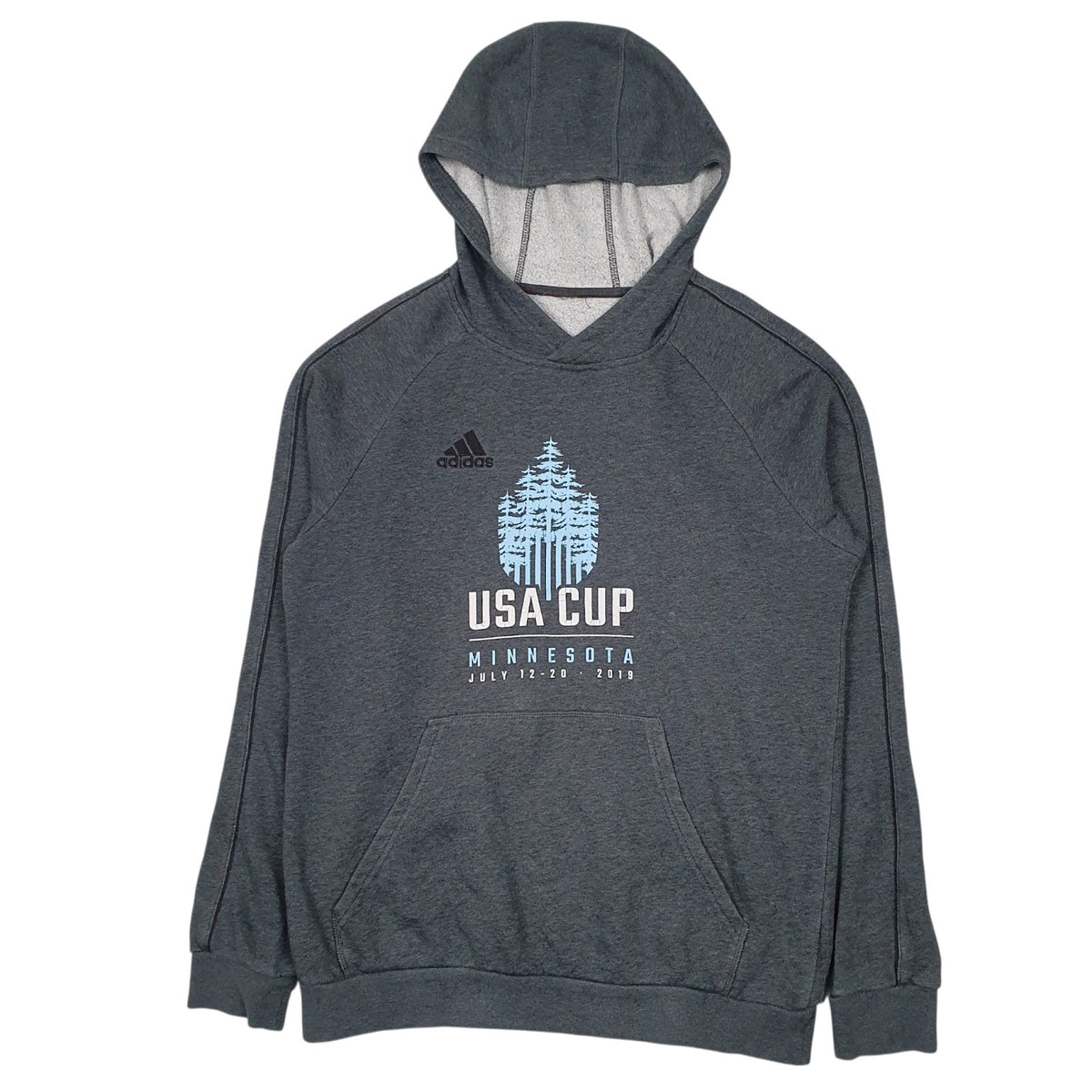 Mens Grey Adidas USA Cup Hoodie Jumper