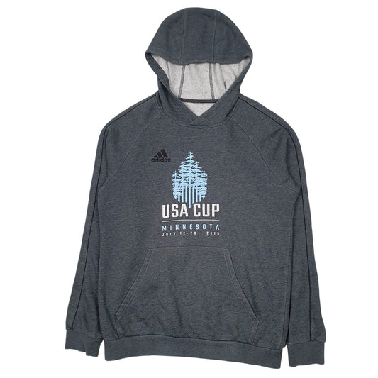 Mens Grey Adidas USA Cup Hoodie Jumper