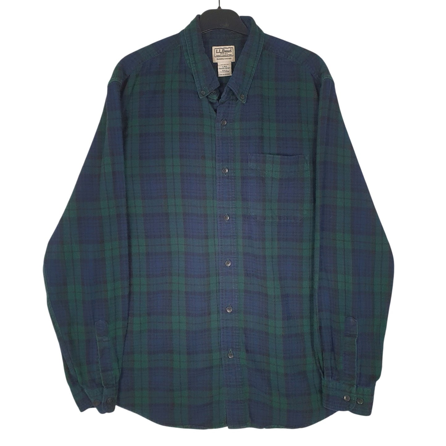 Mens Navy L.L.Bean Flannel Long Sleeve Shirt