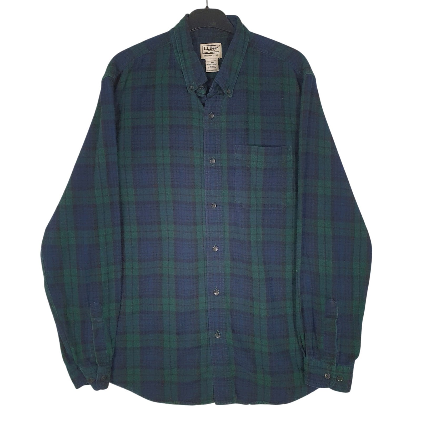 Mens Navy L.L.Bean Flannel Long Sleeve Shirt