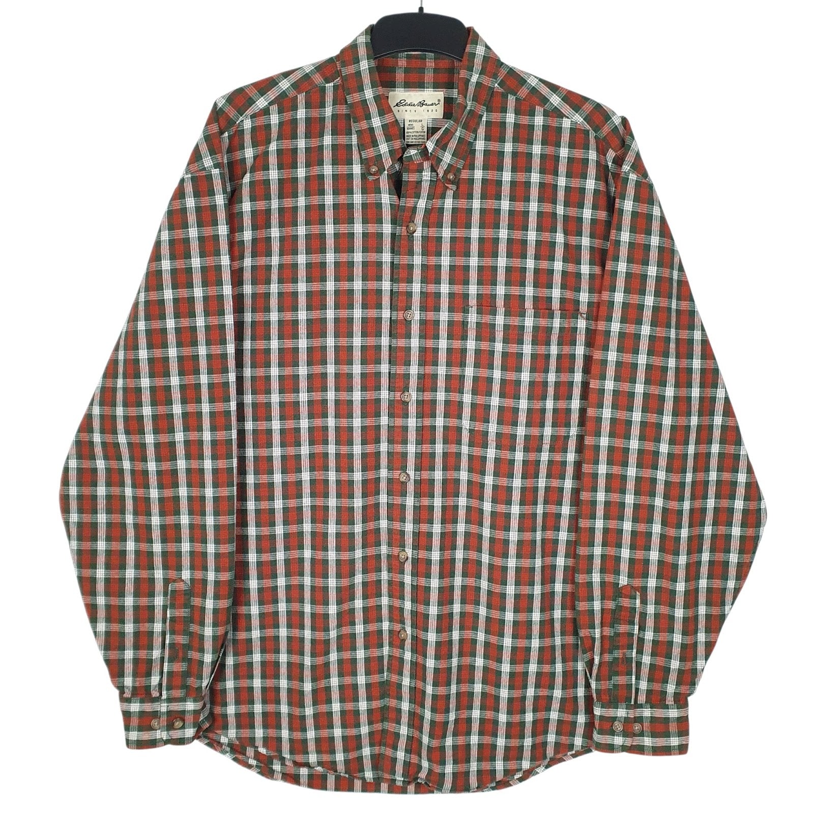 Mens Green Eddie Bauer Vintage Long Sleeve Shirt
