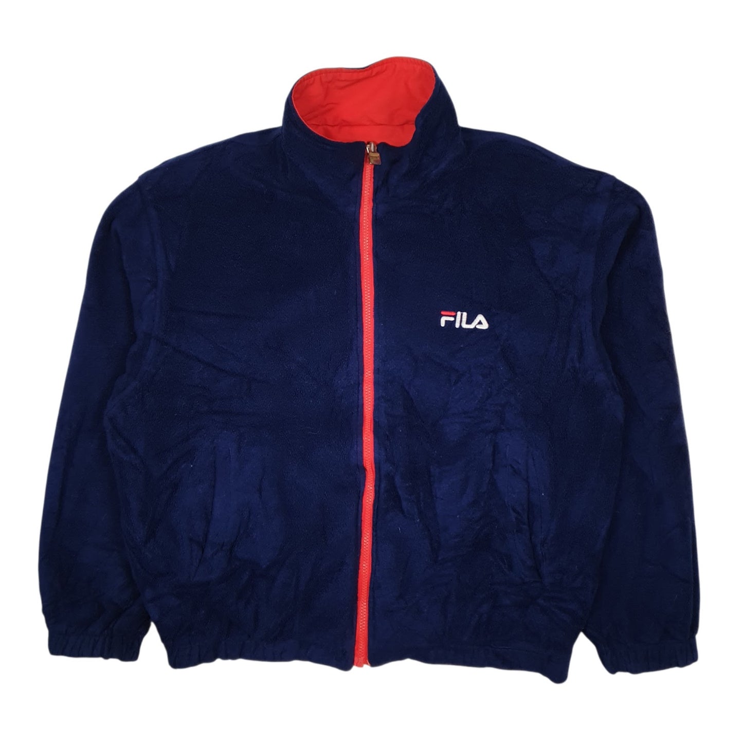 Mens Red Fila Team Italia Ski Vintage Fleece Reversible  Coat