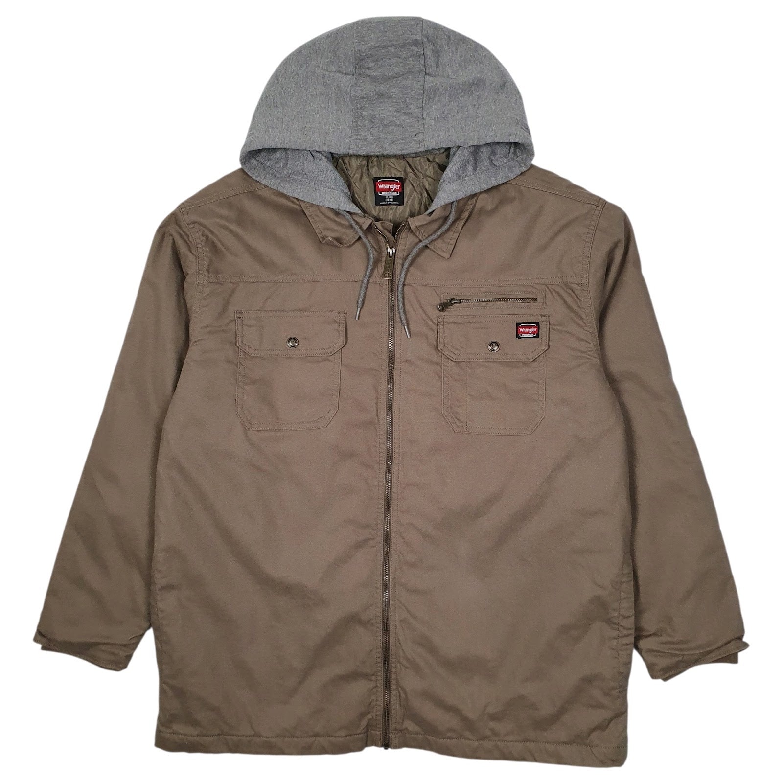 Mens Grey Wrangler Chore Hoodie Windbreaker Hoodie Coat