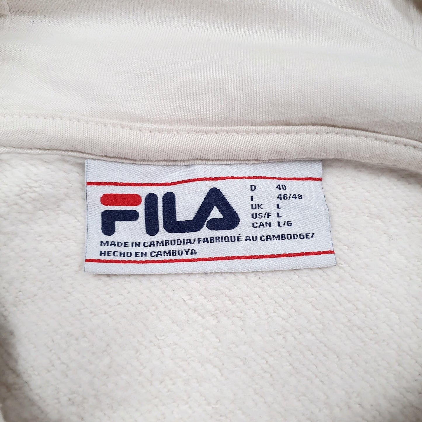 Mens Cream Fila  Hoodie Jumper