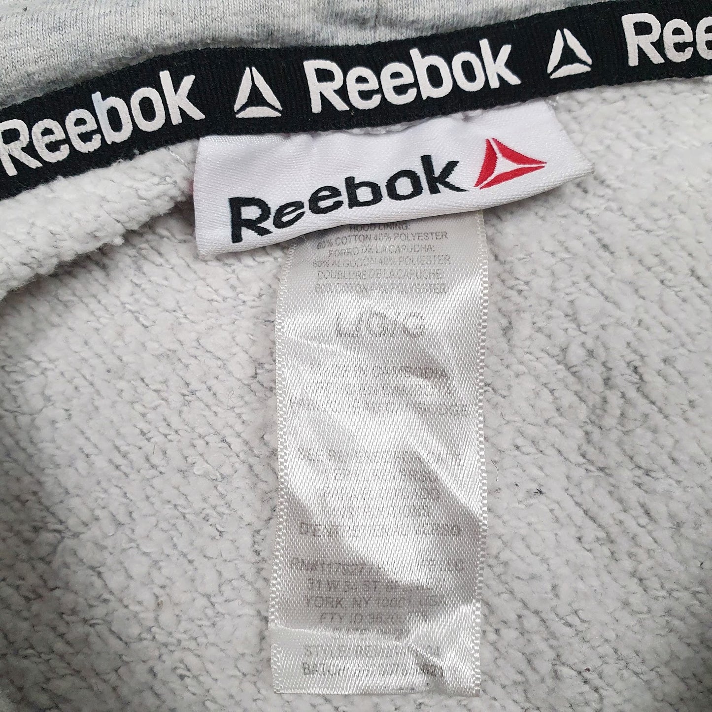 Mens Grey Reebok Spellout Hoodie Jumper