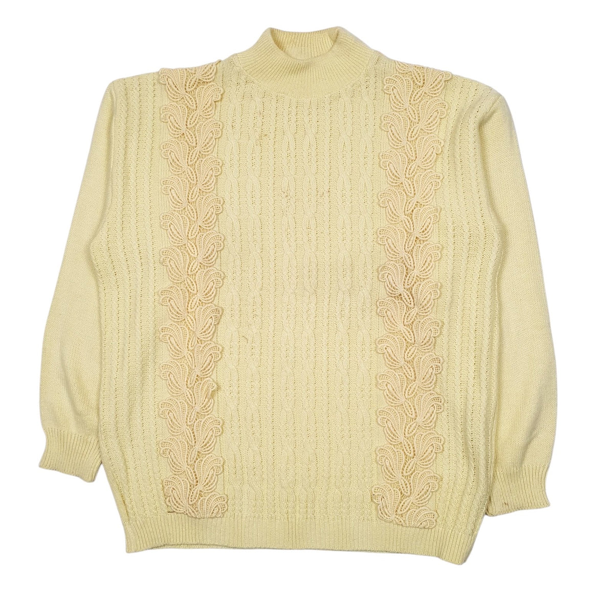 Womens Yellow Malina Vintage Cable Knit Crewneck Jumper