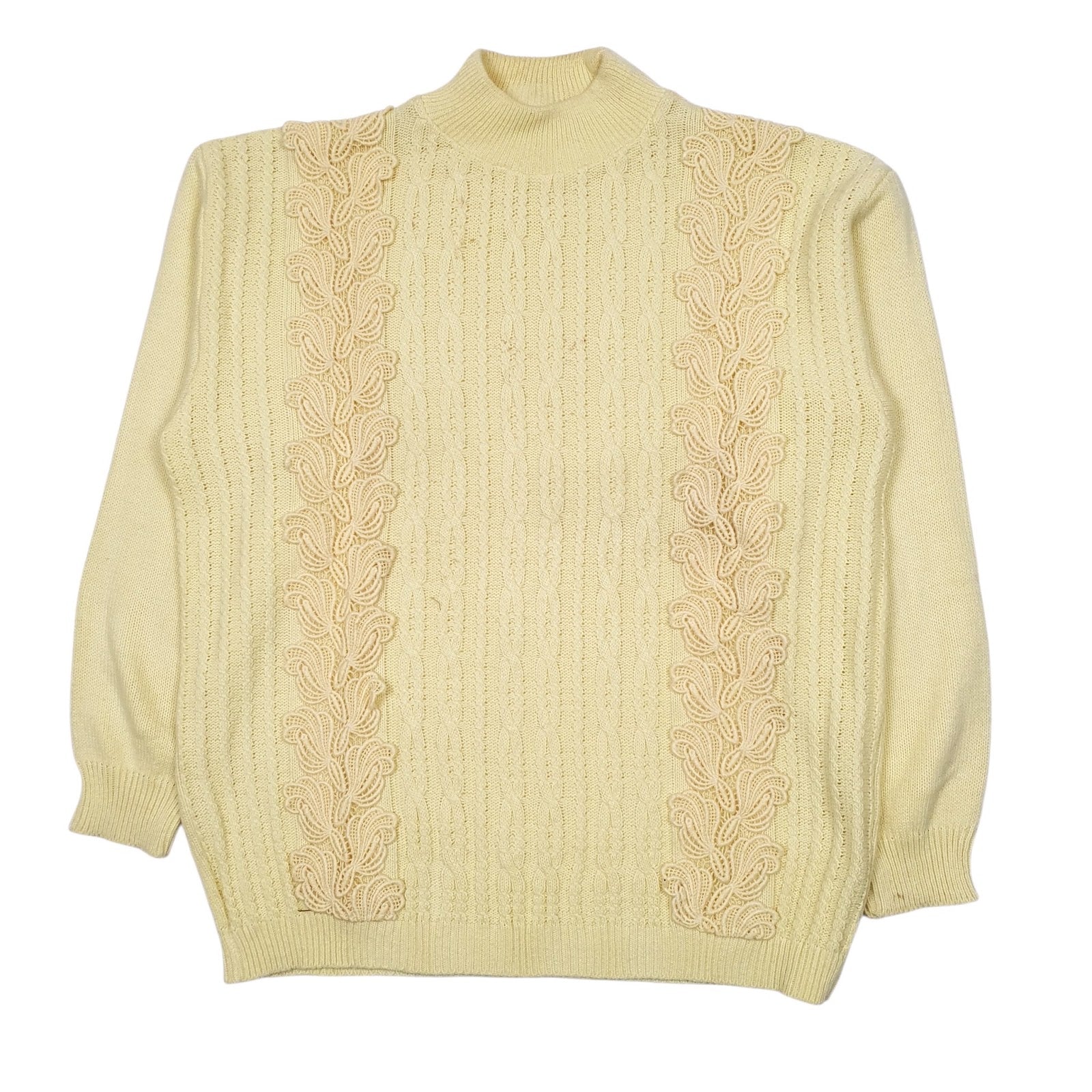 Womens Yellow Malina Vintage Cable Knit Crewneck Jumper