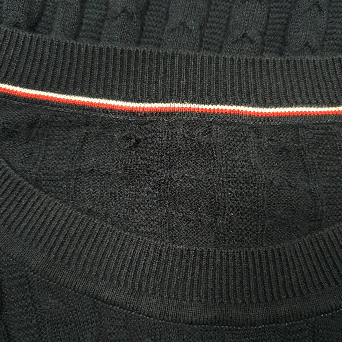 Mens Navy Tommy Hilfiger Cable Knit Crewneck Jumper