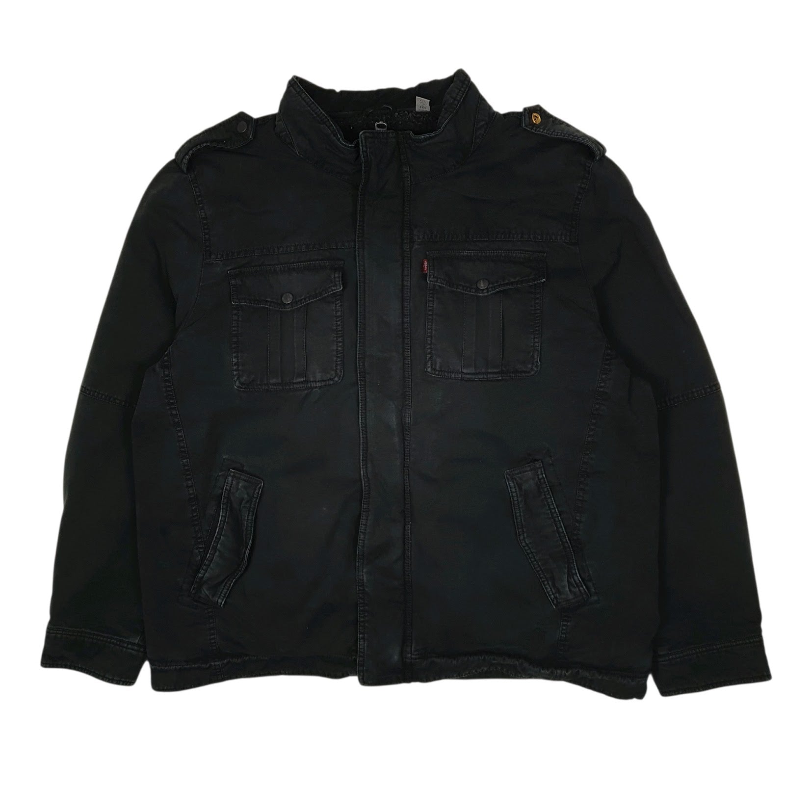 Mens Black Levis Military Bomber Windbreaker Sherpa Lined  Coat