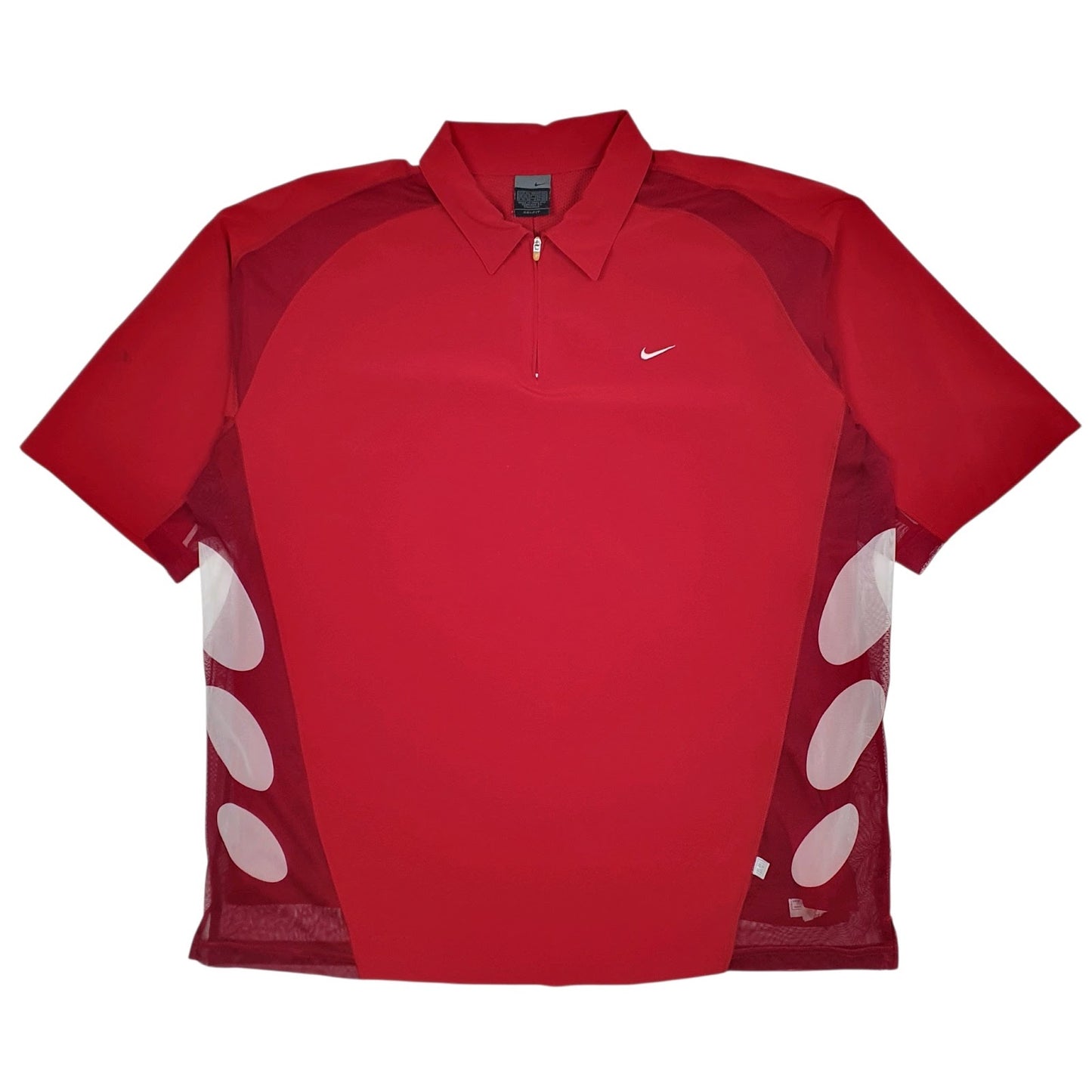 Mens Red Nike Dri Fit Double Skinned Vintage 00s Short Sleeve Polo Shirt