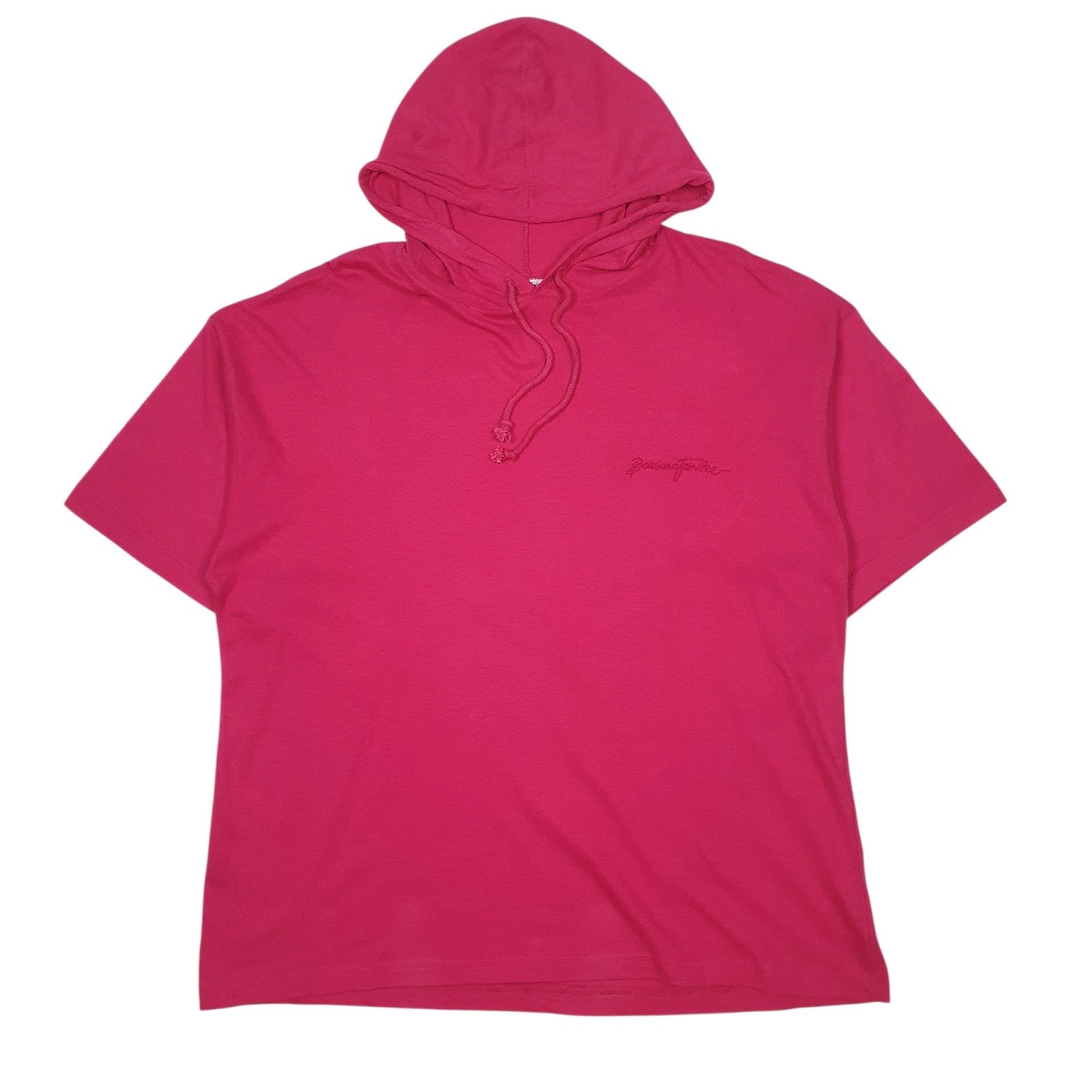 Womens Pink BF Hooded Short Sleeve T Shirt