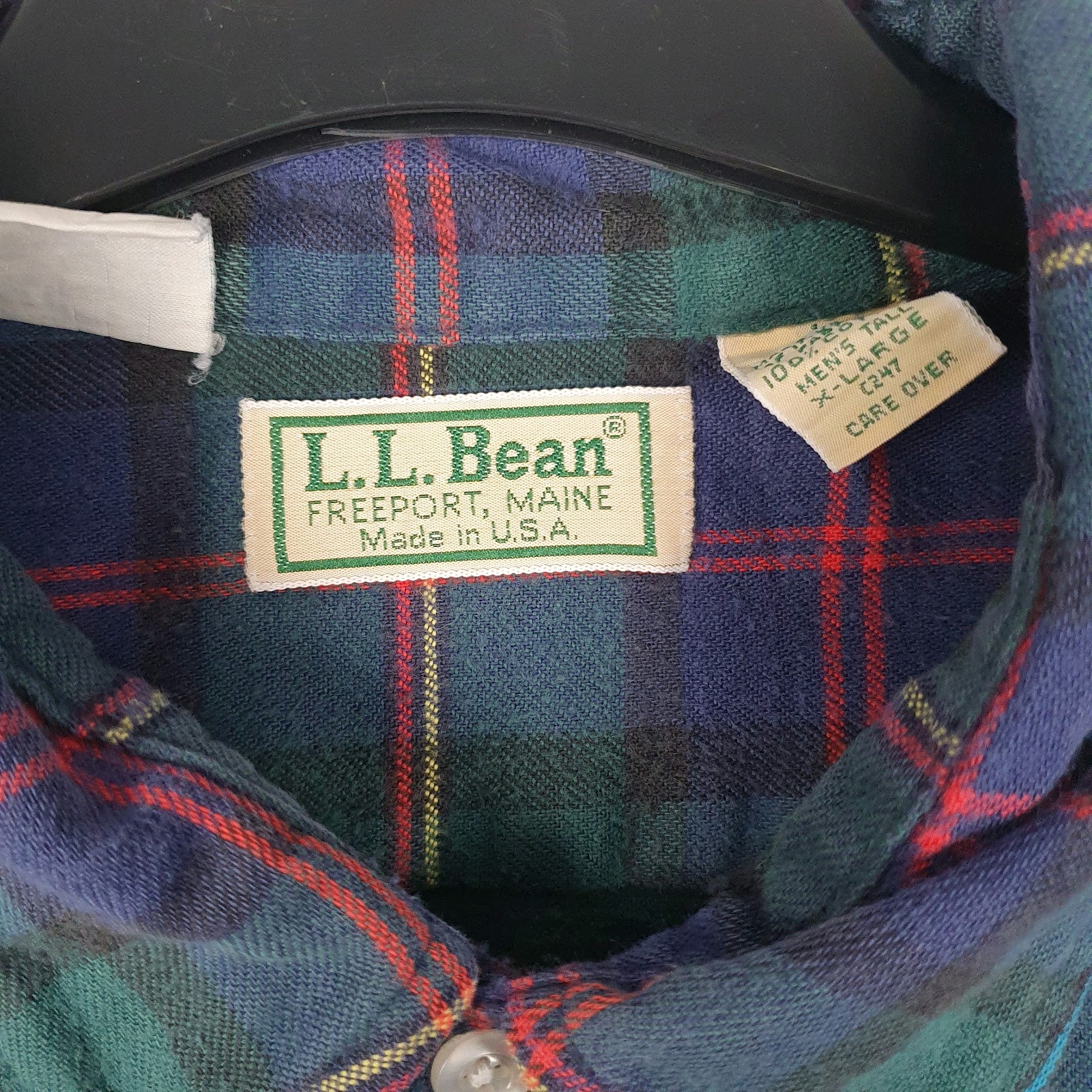 Mens Green L.L.Bean Flannel Vintage 90s Made In USA  Shirt