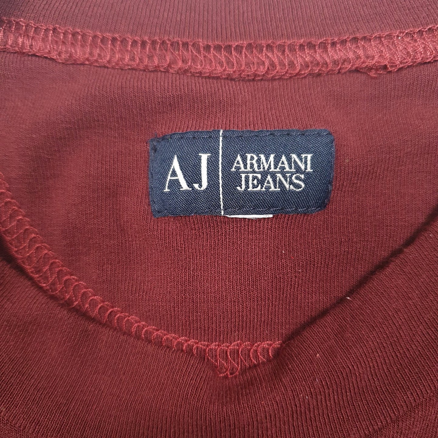 Mens Burgundy Armani   T Shirt