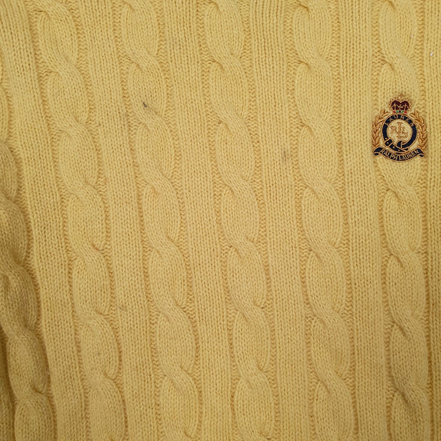 Womens Yellow Ralph Lauren Cable Knit Crewneck Jumper