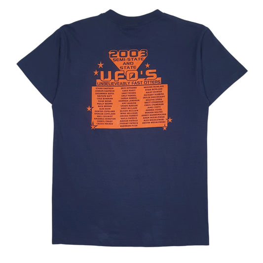 Mens Navy Jerzees Vintage 00s Made In USA  T Shirt