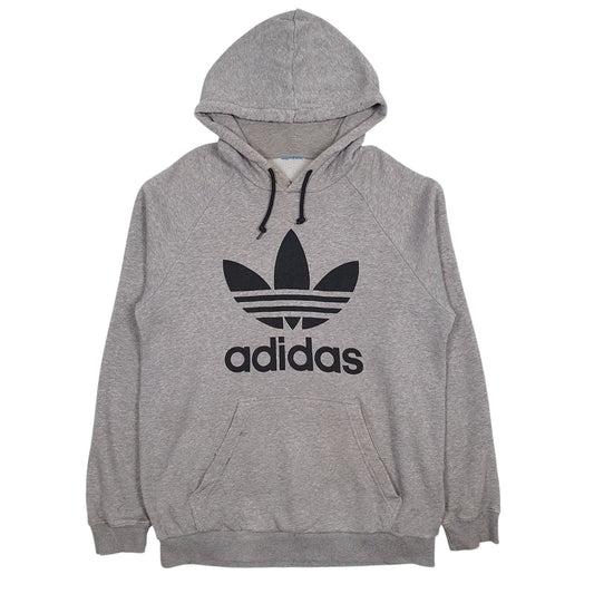 Mens Grey Adidas Spellout Hoodie Jumper