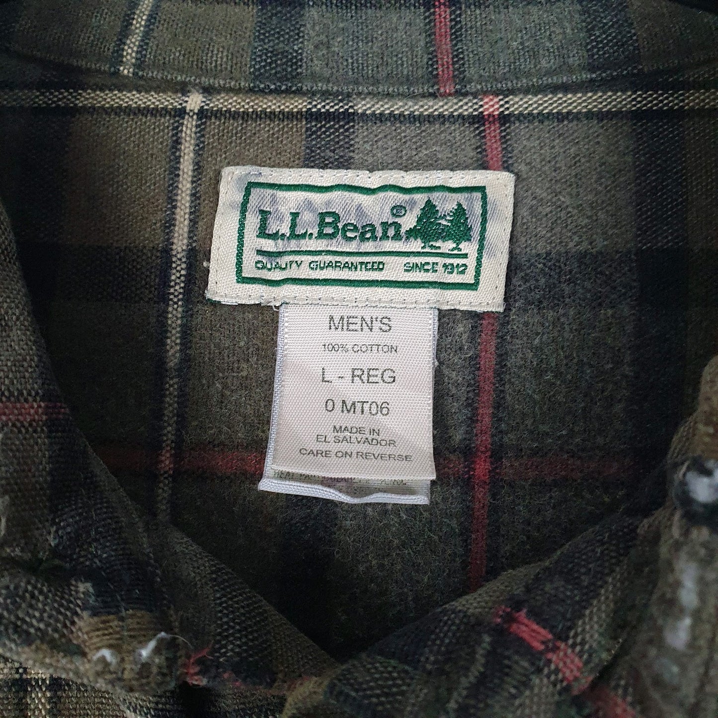 Mens Green L.L.Bean Flannel  Shirt