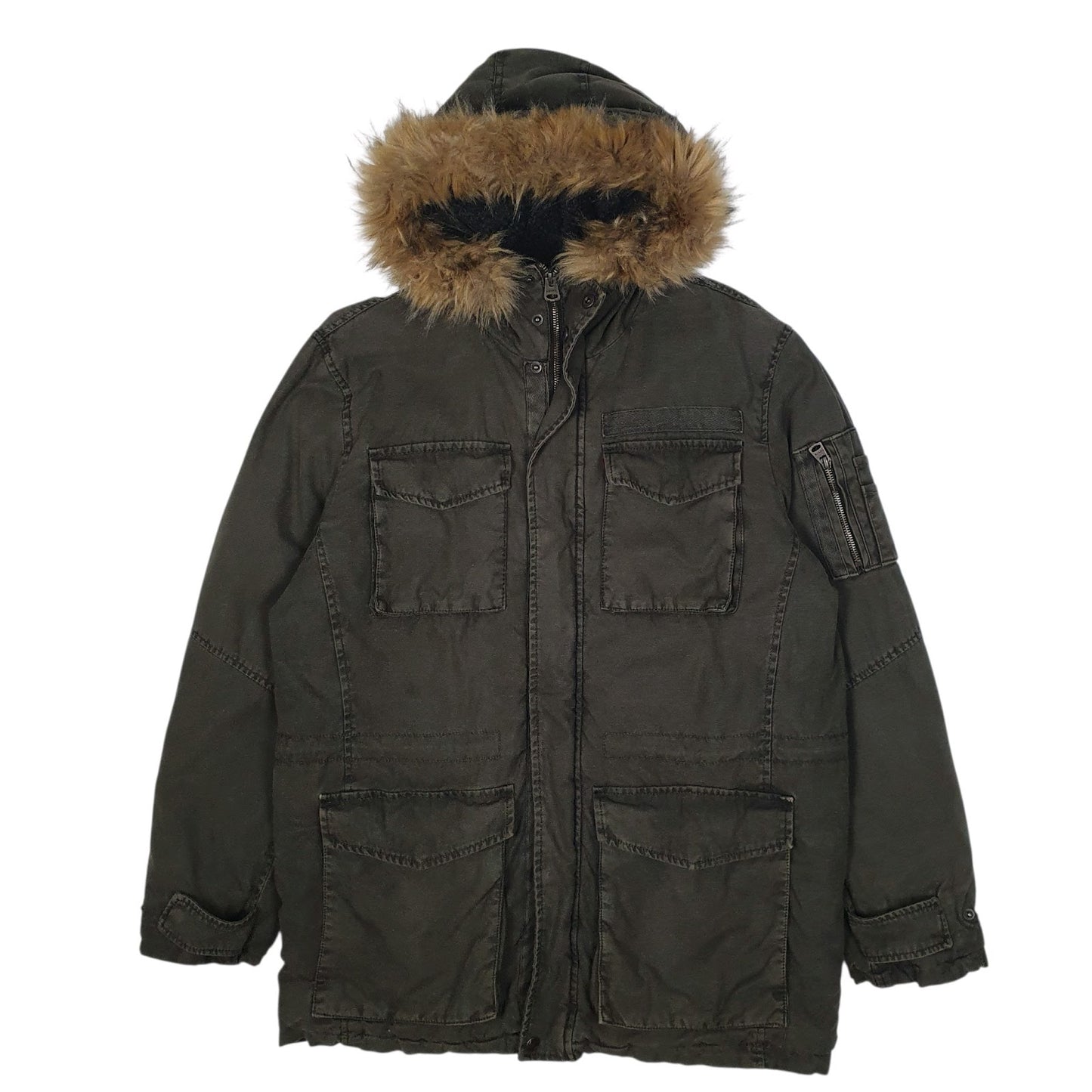 Mens Green Levis Heavy Sherpa Lined Military  Coat