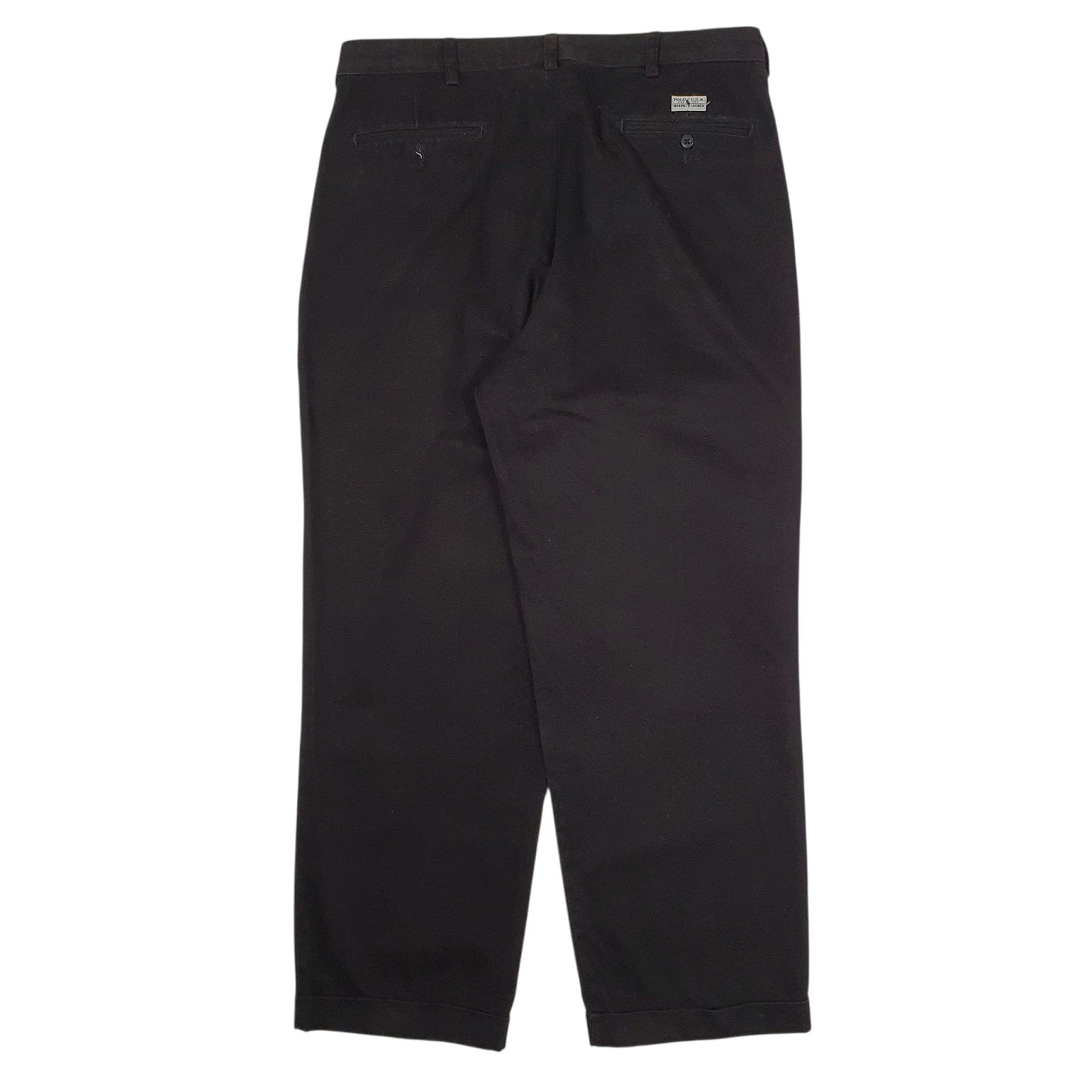 Mens Black Polo Ralph Lauren Double Pleated Vintage 90s  Trousers