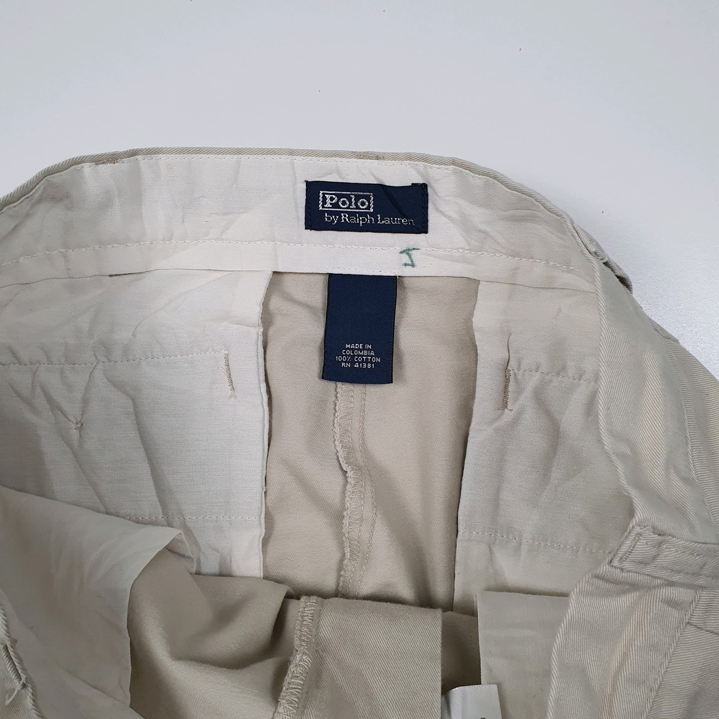 Mens Beige Polo Ralph Lauren Double Pleated  Trousers