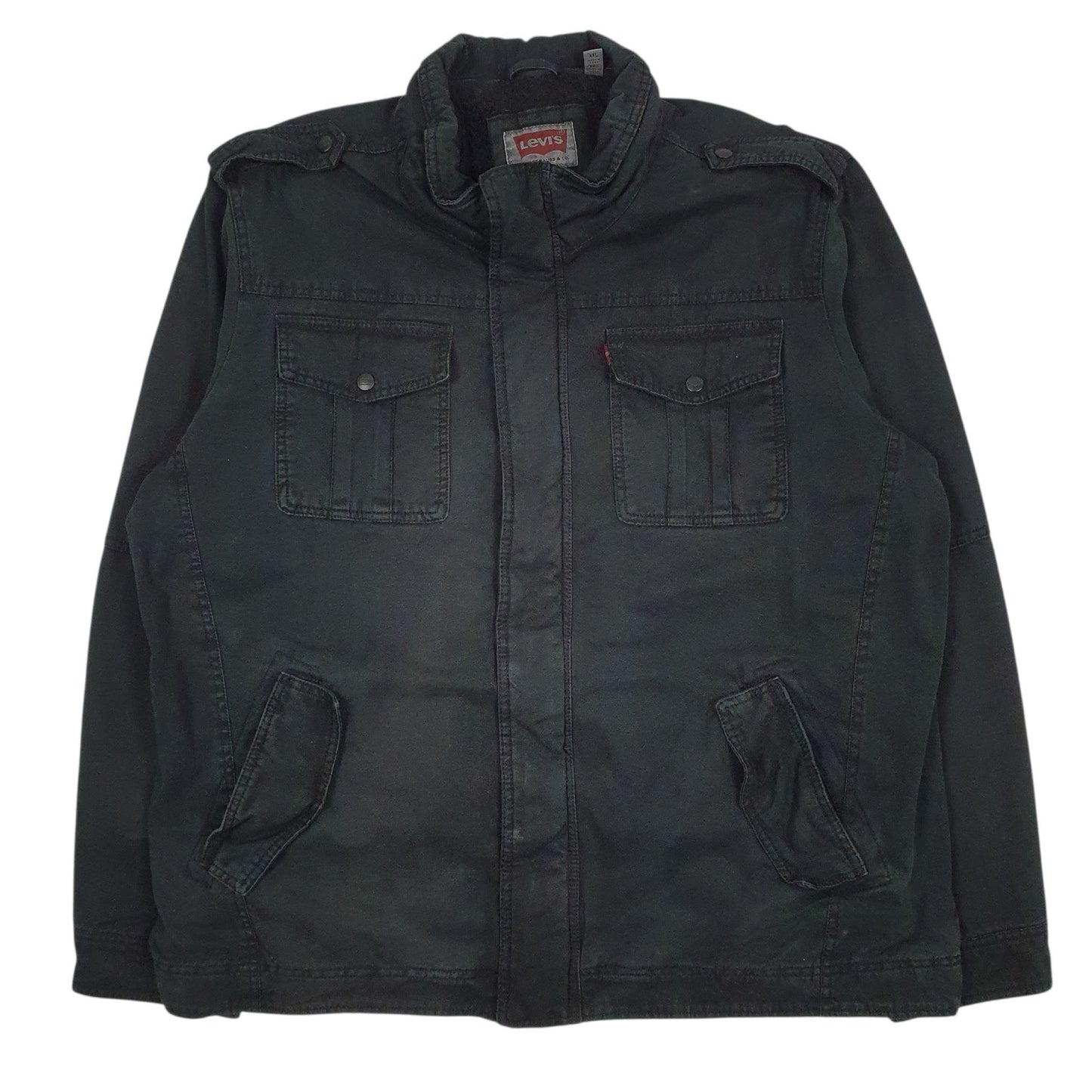 Mens Black Levis Padded Military Hoodie Coat