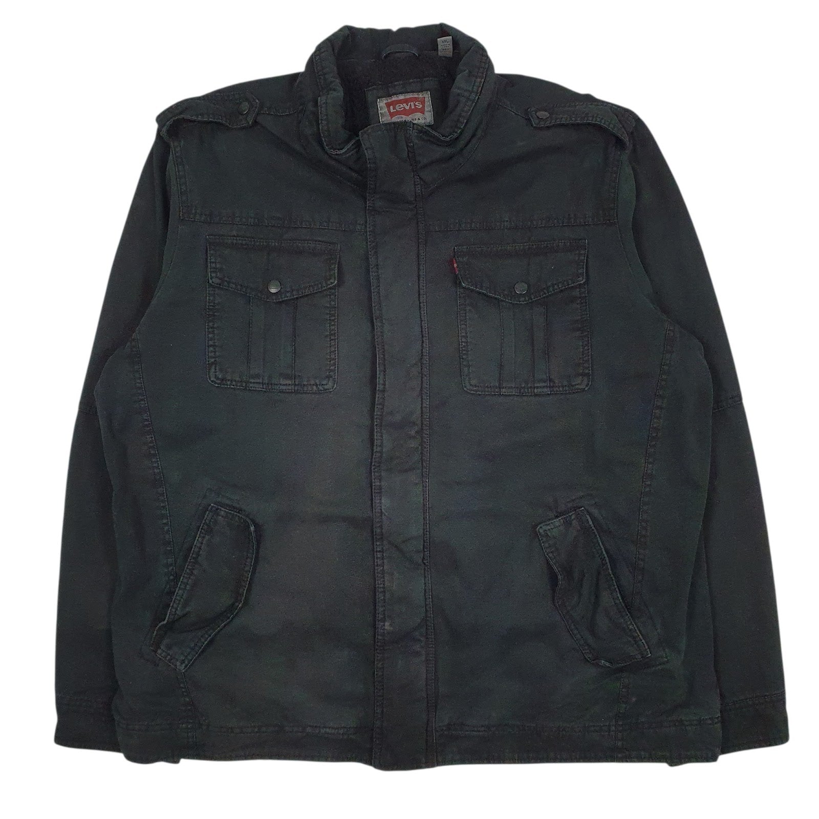 Mens Black Levis Padded Military Hoodie Coat