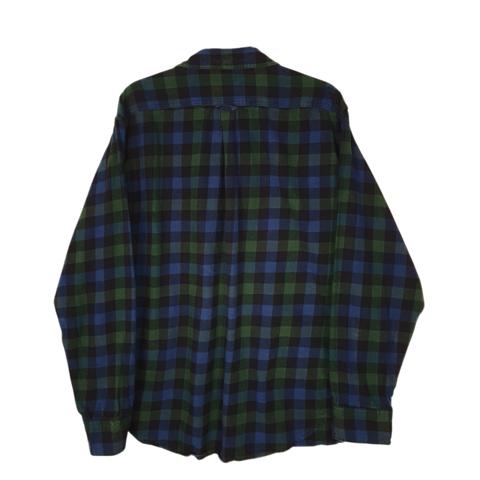 Mens Blue Eddie Bauer Thick Flannel Plaid  Shirt