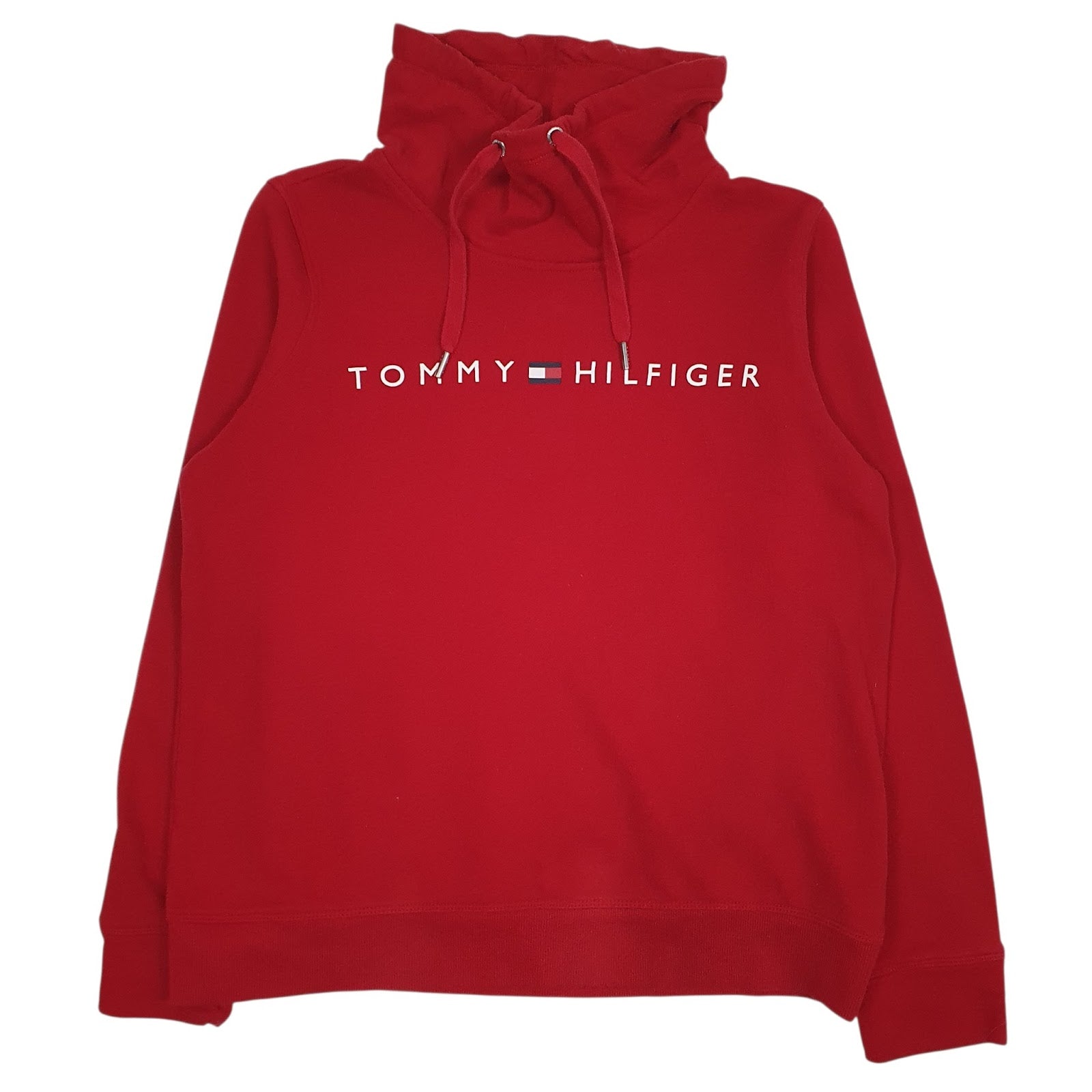 Womens Red Tommy Hilfiger Spellout Sport Shoal Neck Jumper