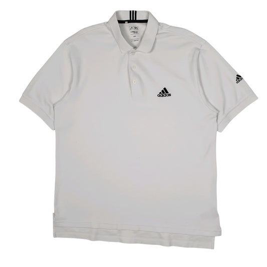 Mens White Adidas Climalite Golf Short Sleeve Polo Shirt