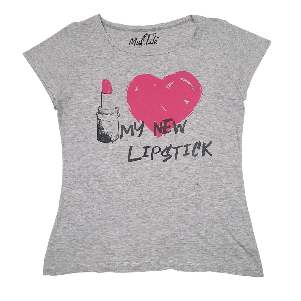 Womens Grey Miss Life Blouse Short Sleeve T Shirt
