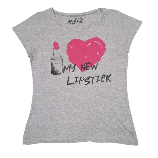 Womens Grey Miss Life Blouse Short Sleeve T Shirt