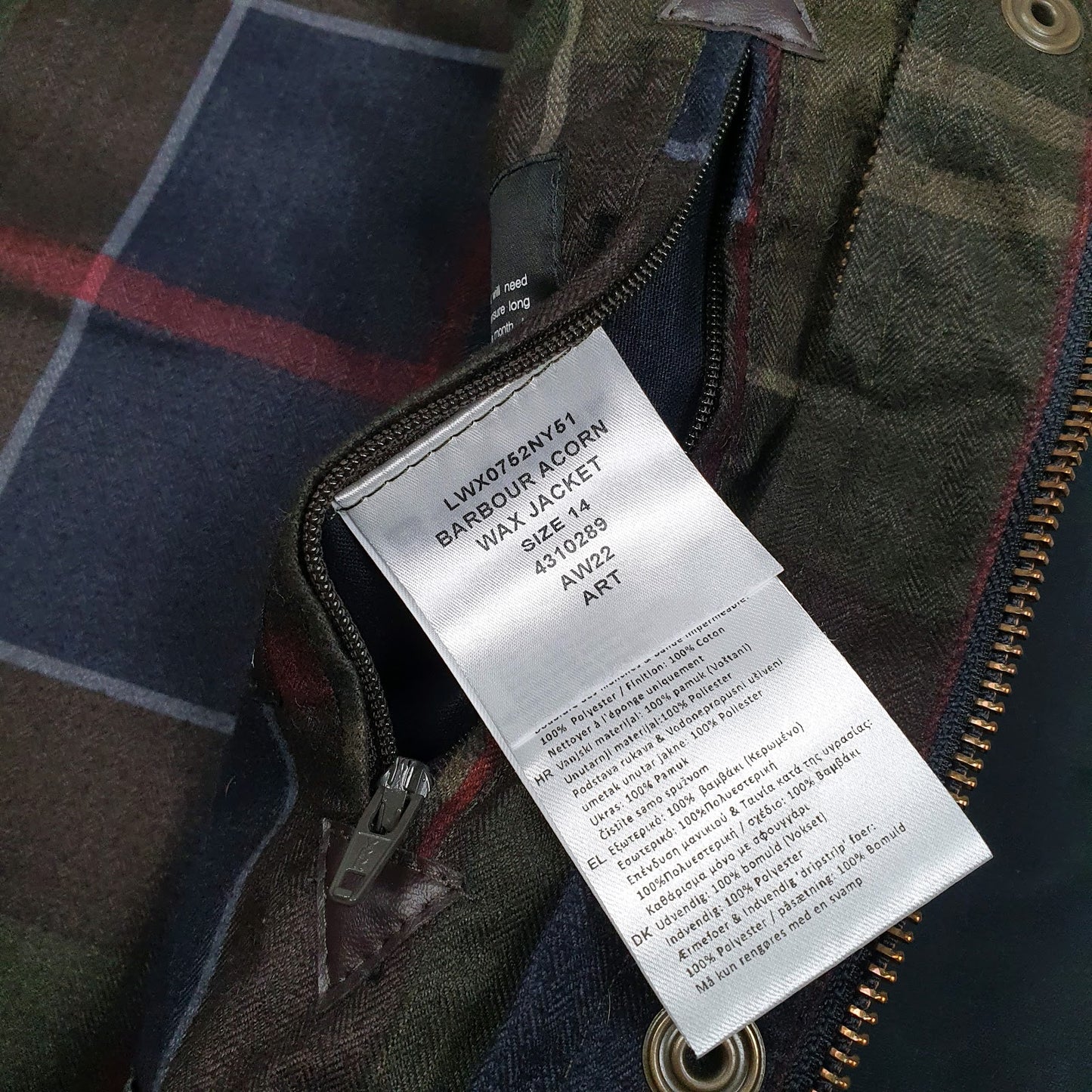 Womens Navy Barbour Acorns Quarter Zip Coat
