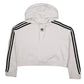 Womens White Adidas Crop Top Hoodie Jumper