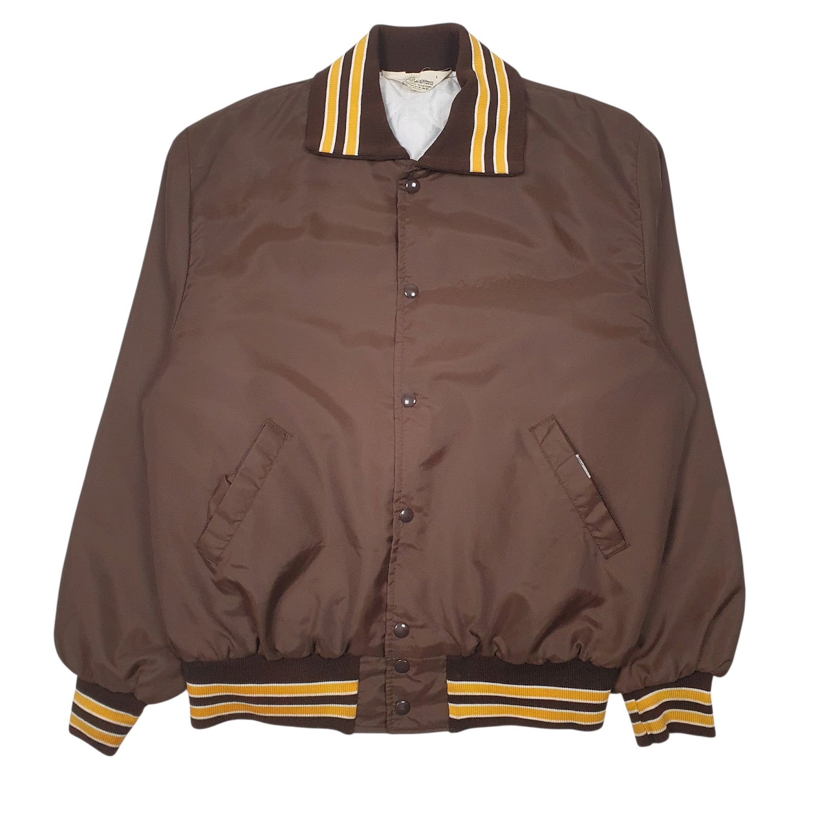 Mens Brown Gem Sportswear Vintage Made In USA Coach Baseball  Coat