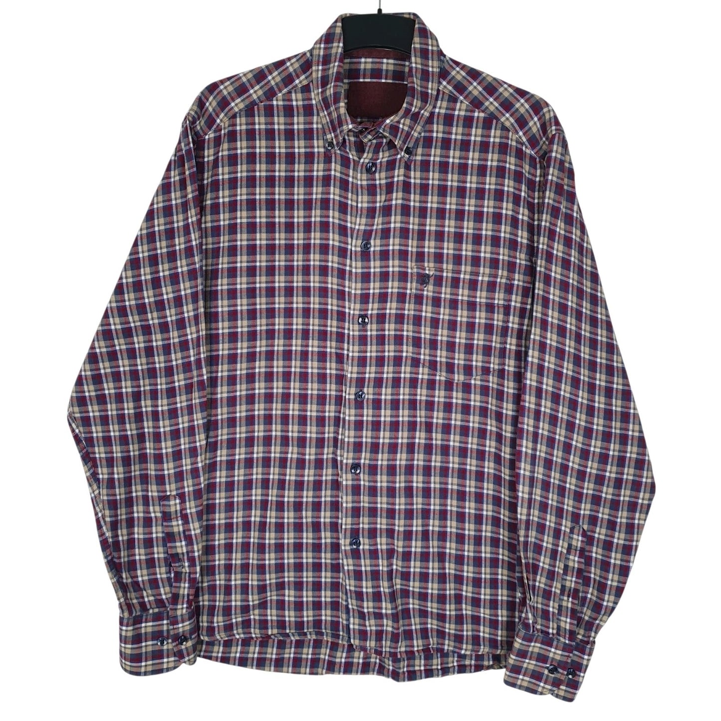Mens Navy Sea Barrier Plaid Flannel Long Sleeve Shirt