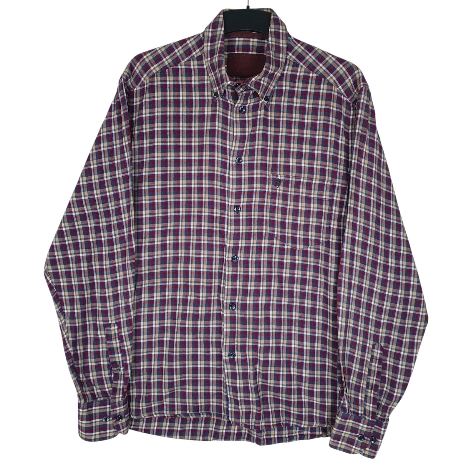 Mens Navy Sea Barrier Plaid Flannel Long Sleeve Shirt