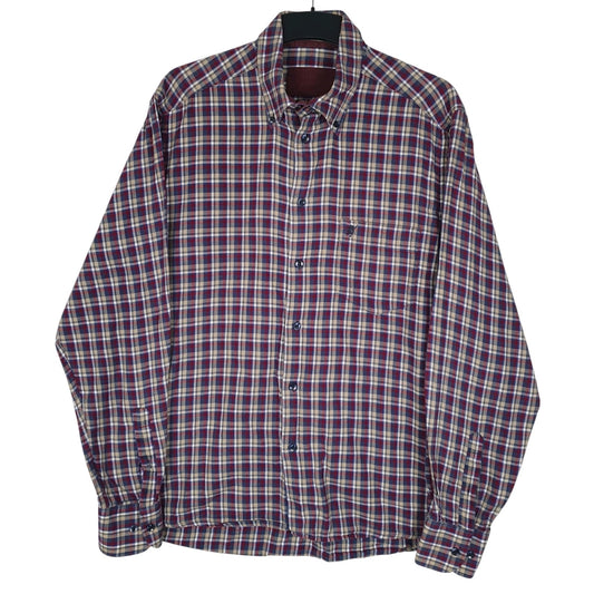 Mens Navy Sea Barrier Plaid Flannel Long Sleeve Shirt